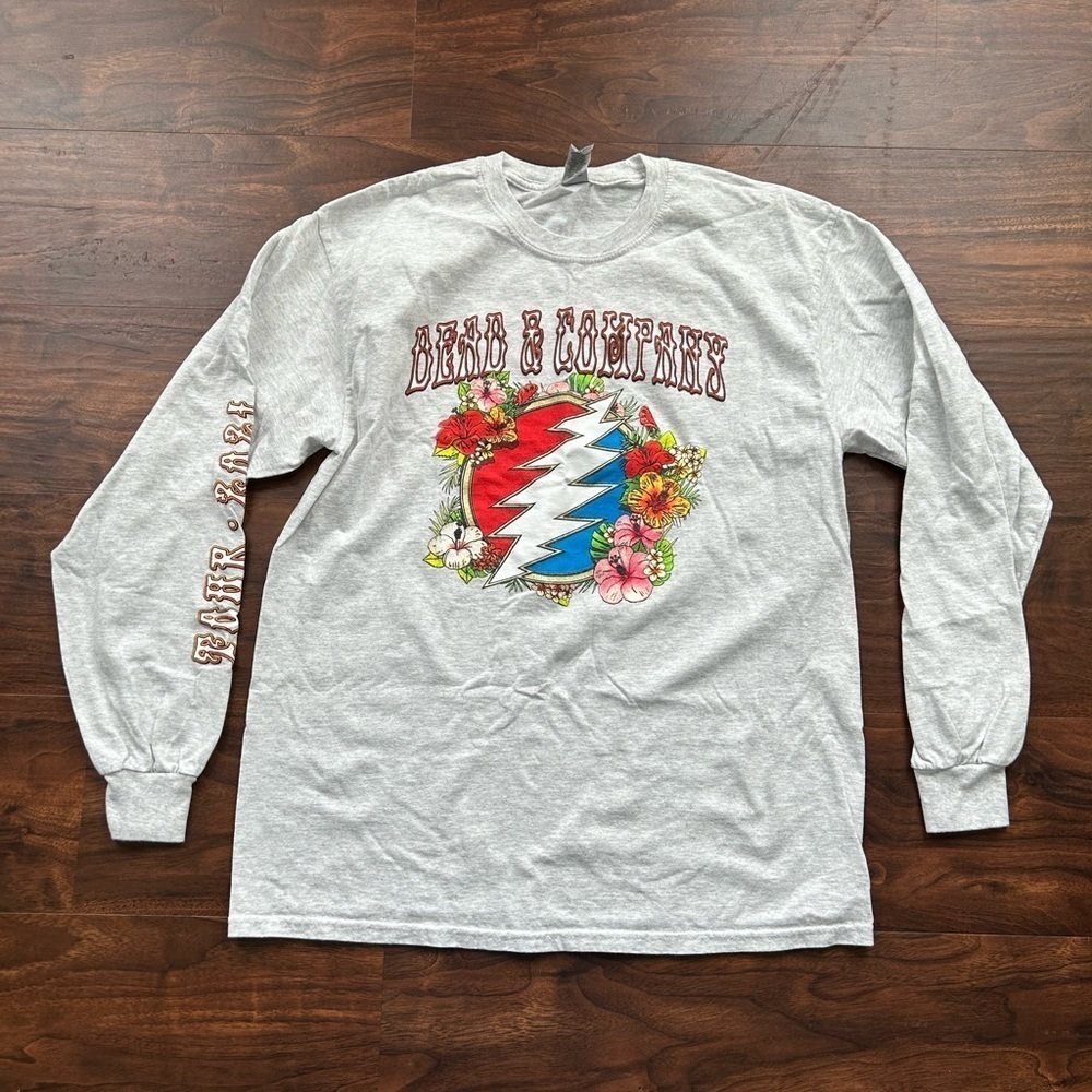 Dead & Company Grateful Dead Long Sleeve 2021 Tour Band T-Shirt Size Large Gray